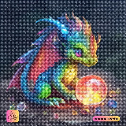 Artdiystudio Little Gem Guardian Diy Diamond Painting Kit A Playful Fantasy Creation 2