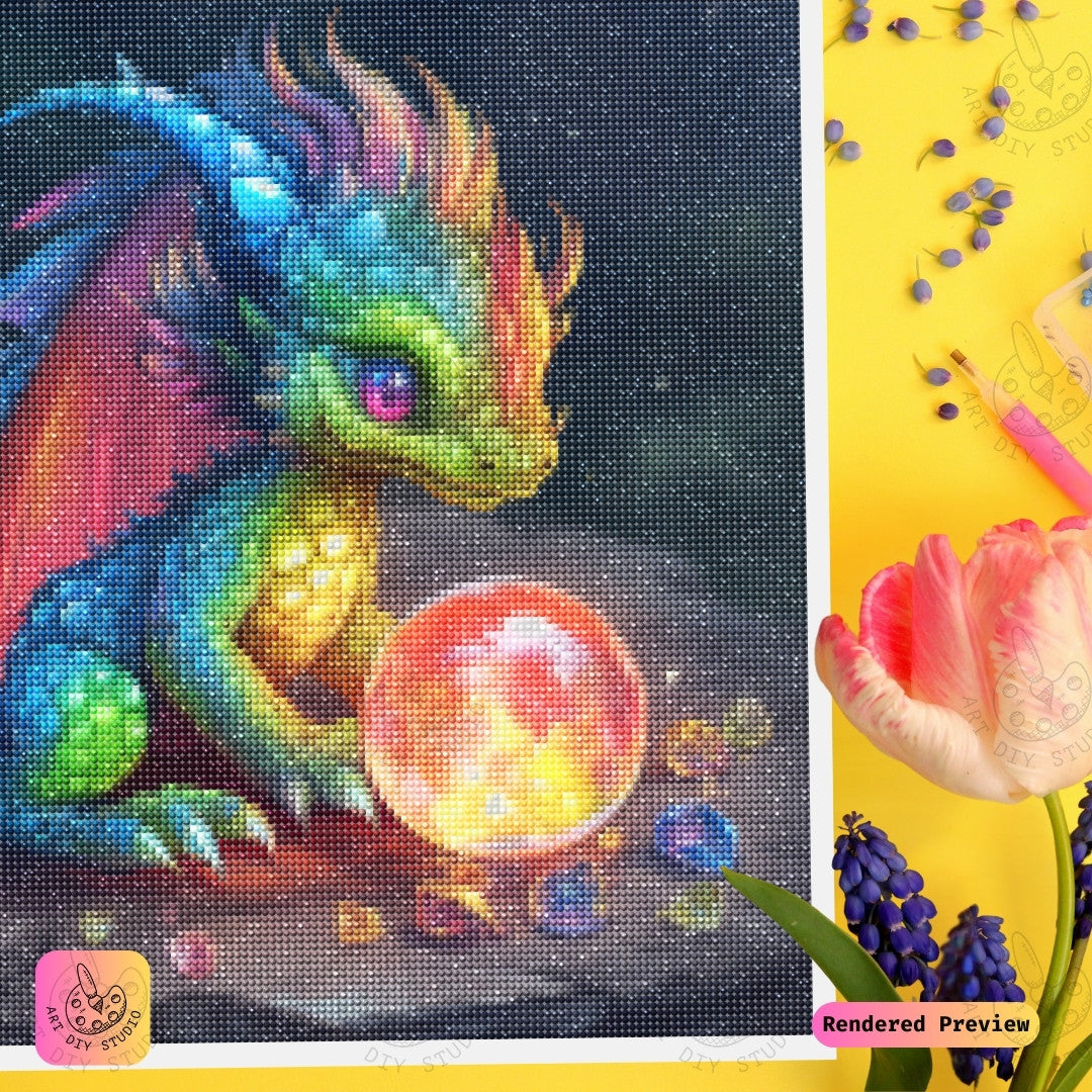 Artdiystudio Little Gem Guardian Diy Diamond Painting Kit A Playful Fantasy Creation 3