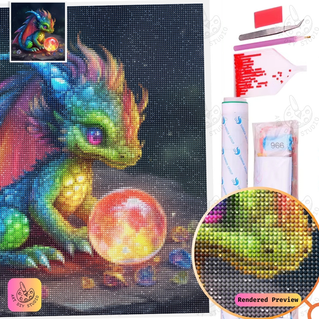 Artdiystudio Little Gem Guardian Diy Diamond Painting Kit A Playful Fantasy Creation 5
