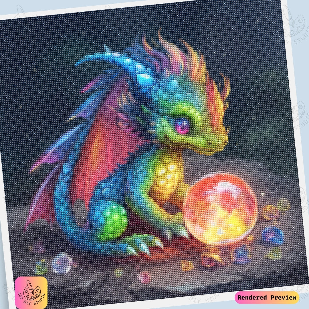 Artdiystudio Little Gem Guardian Diy Diamond Painting Kit A Playful Fantasy Creation 6