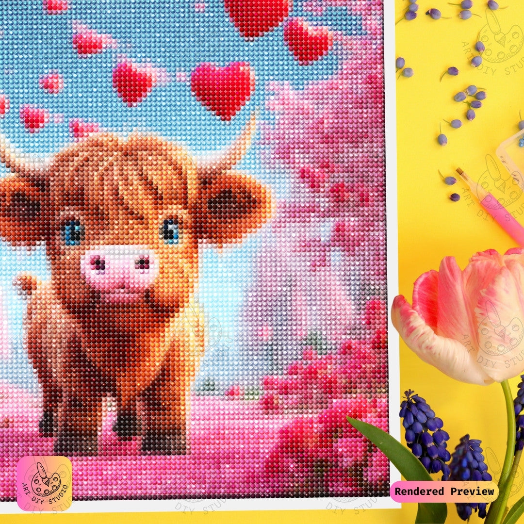 Artdiystudio Love Moo Diy Diamond Painting Kit A Sweet Valentines Day Cow 3
