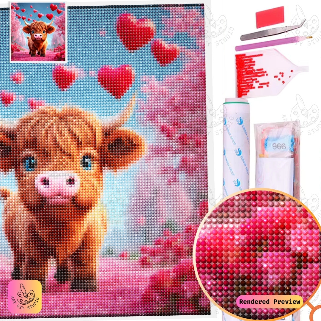 Artdiystudio Love Moo Diy Diamond Painting Kit A Sweet Valentines Day Cow 5