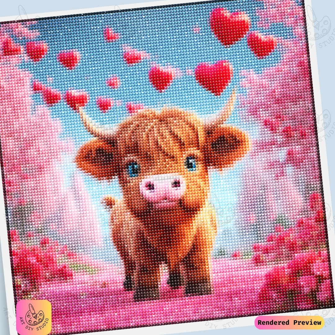 Artdiystudio Love Moo Diy Diamond Painting Kit A Sweet Valentines Day Cow 6