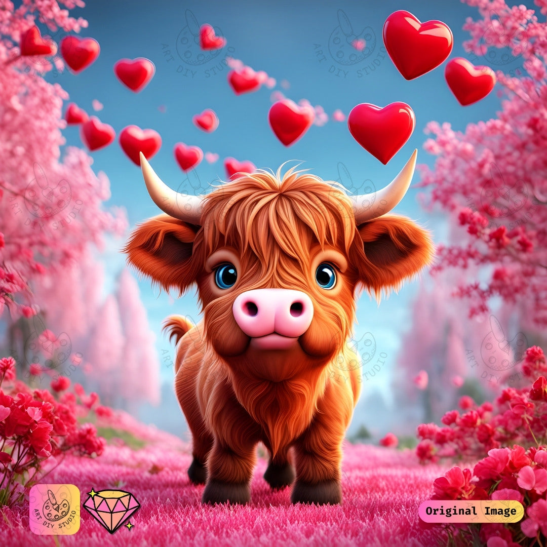 Artdiystudio Love Moo Diy Diamond Painting Kit A Sweet Valentines Day Cow