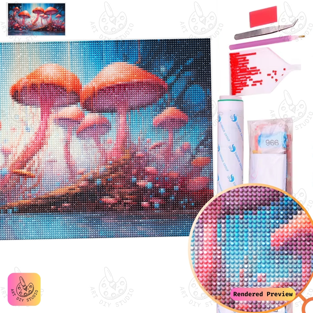 Artdiystudio Luminescent Mushroom Paradise Diy Diamond Painting Kit A Surreal Enchanted Escape 5