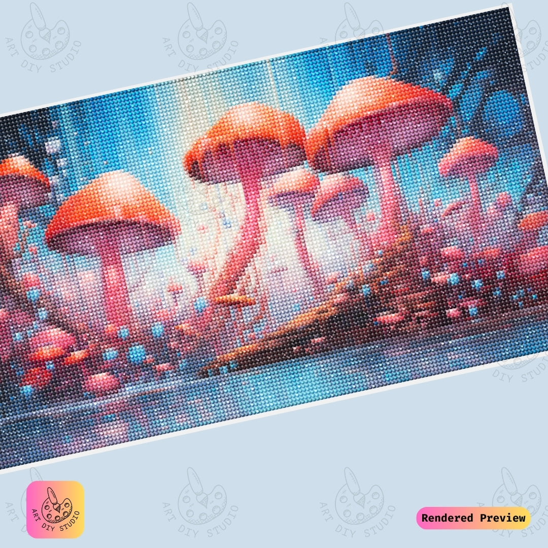 Artdiystudio Luminescent Mushroom Paradise Diy Diamond Painting Kit A Surreal Enchanted Escape 6