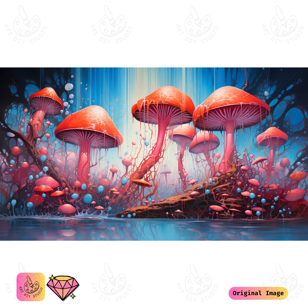 Artdiystudio Luminescent Mushroom Paradise Diy Diamond Painting Kit A Surreal Enchanted Escape