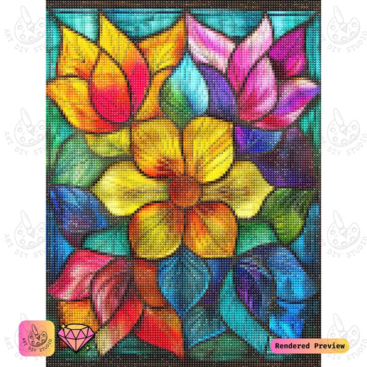 Artdiystudio Luminous Floral Glass Diy Diamond Painting Kit A Bold Artistic Masterpiece 2