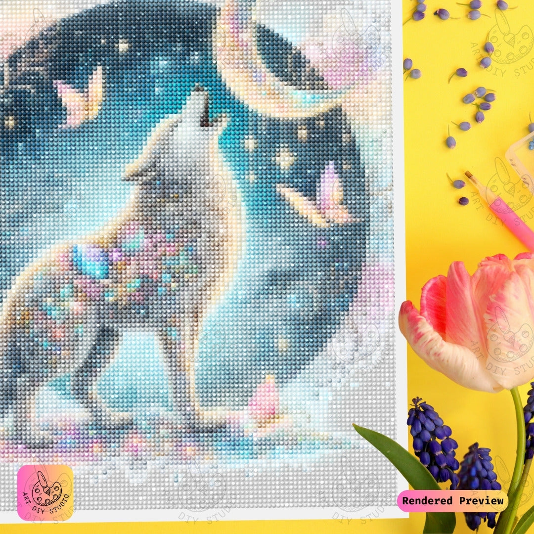 Artdiystudio Lunar Howl Elegance Diy Diamond Painting Kit A Celestial Masterpiece 3