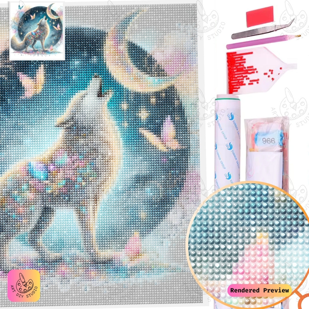 Artdiystudio Lunar Howl Elegance Diy Diamond Painting Kit A Celestial Masterpiece 5