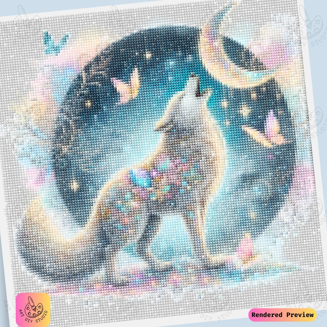 Artdiystudio Lunar Howl Elegance Diy Diamond Painting Kit A Celestial Masterpiece 6