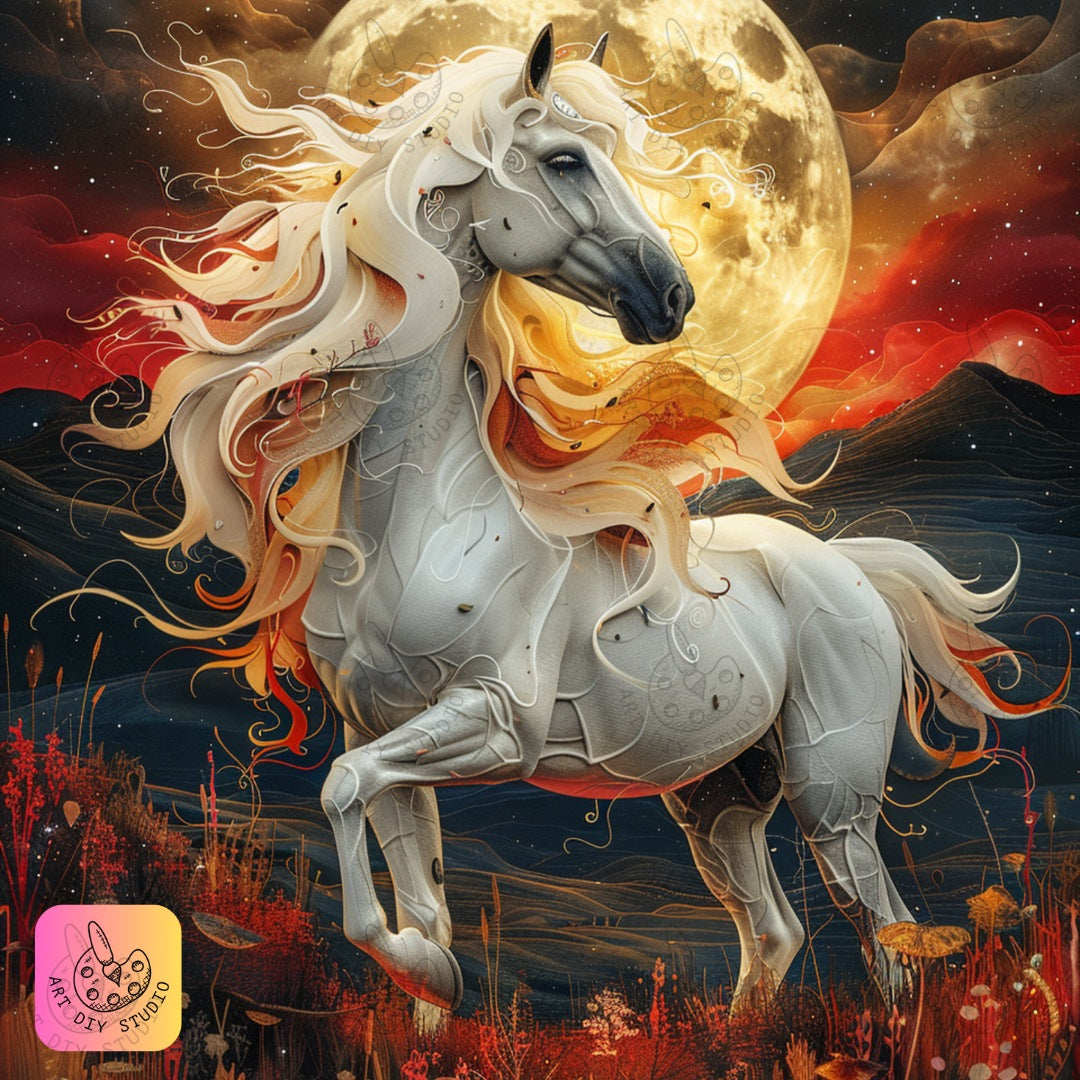 Artdiystudio Lunar Majesty Diamond Painting Kit A Mystical Journey Under The Moon 8