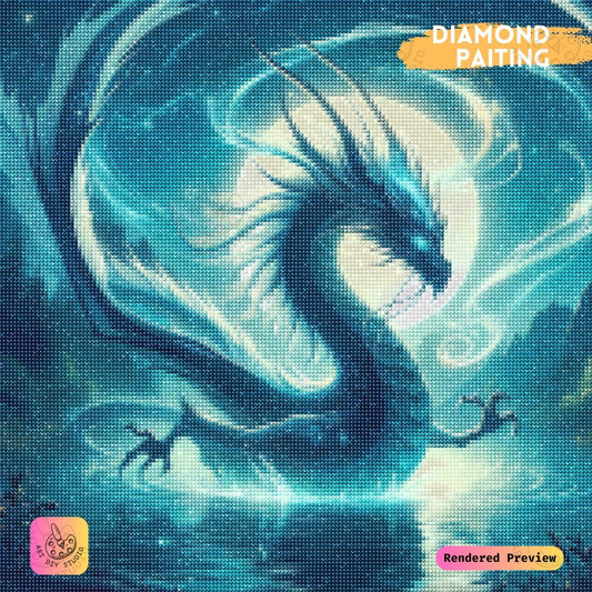 Artdiystudio Lunar Serpent Majesty Diy Diamond Painting Kit A Tranquil Fantasy Creation 2
