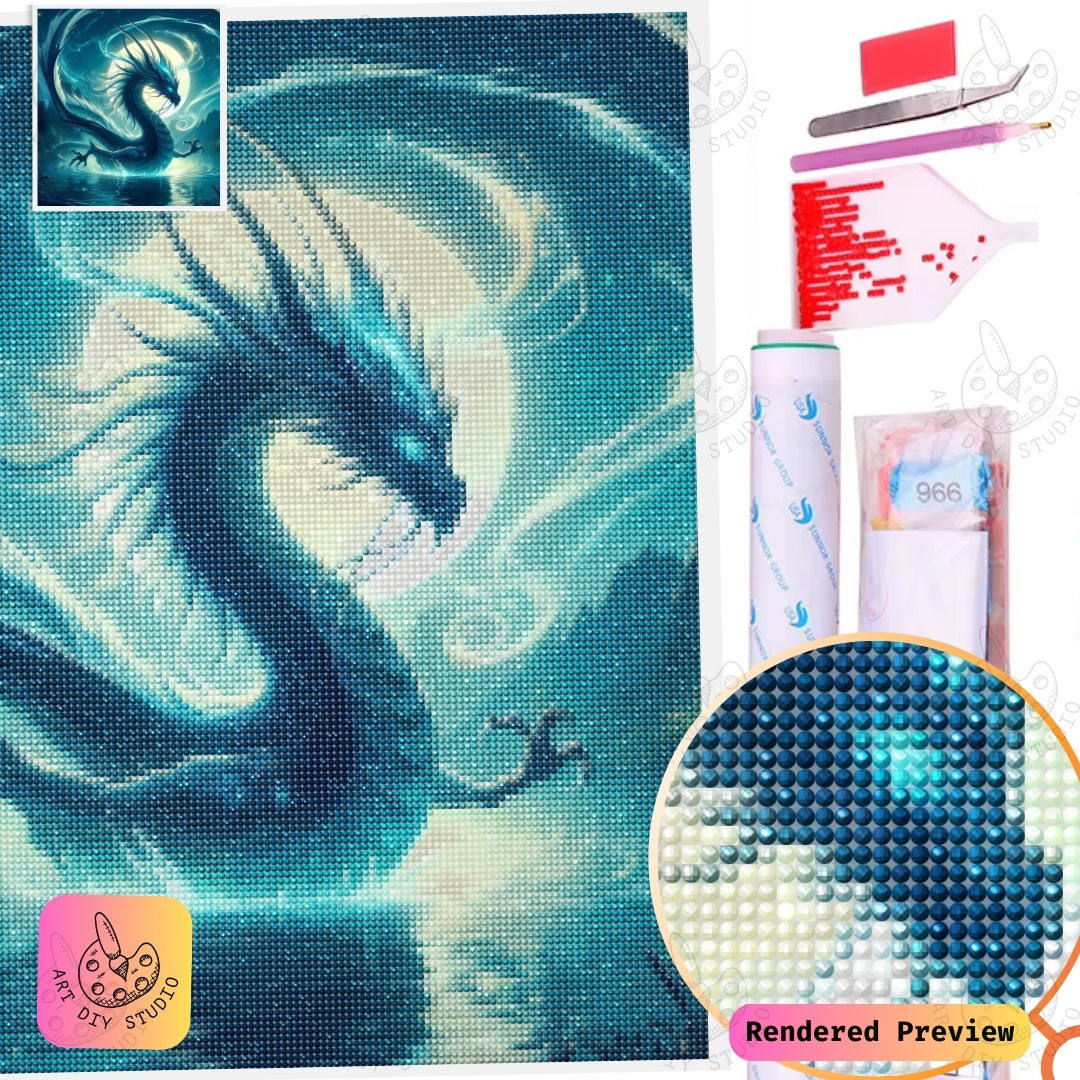 Artdiystudio Lunar Serpent Majesty Diy Diamond Painting Kit A Tranquil Fantasy Creation 5