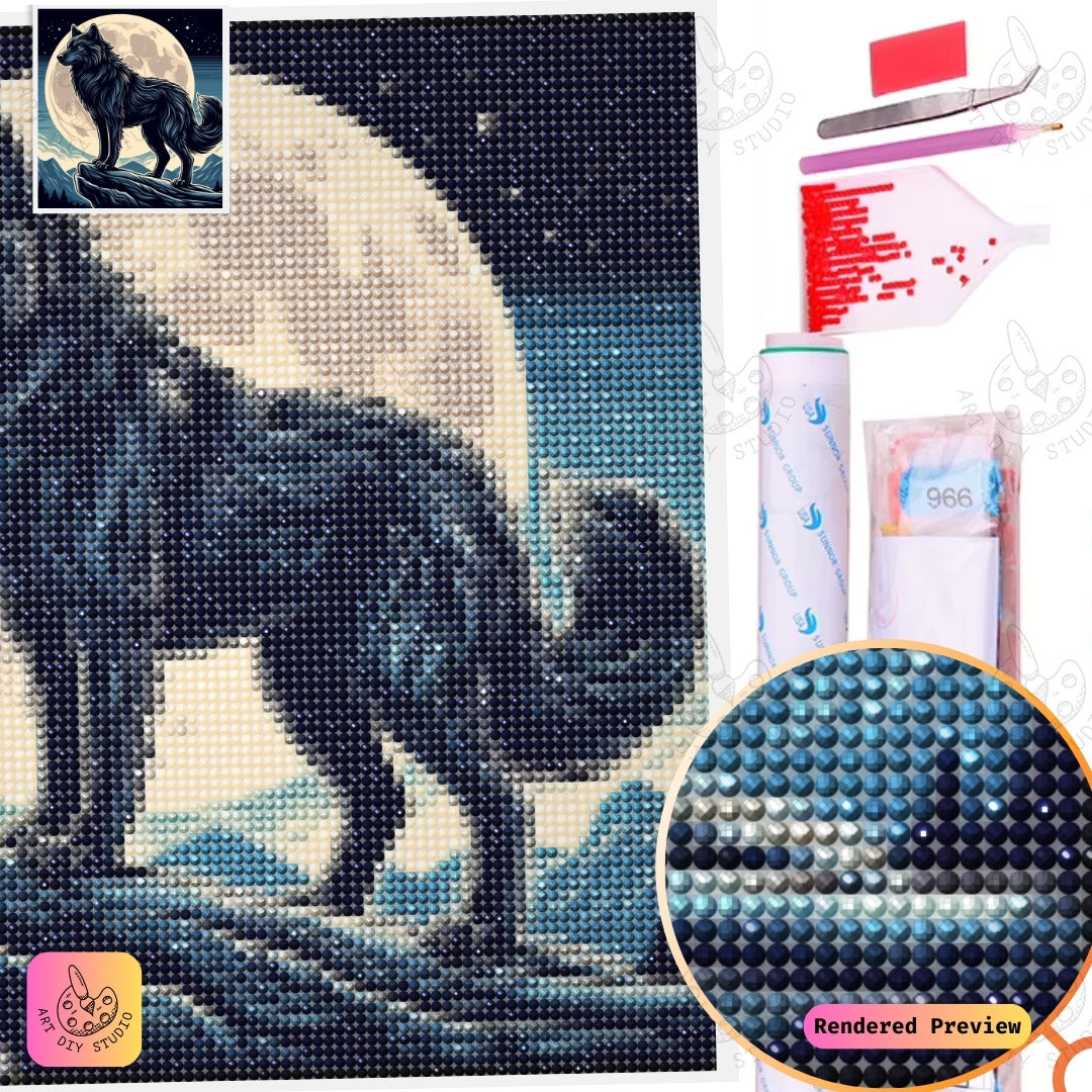 Artdiystudio Lunar Wolf Majesty Diy Diamond Painting Kit Embrace The Spirit Of The Wild 5