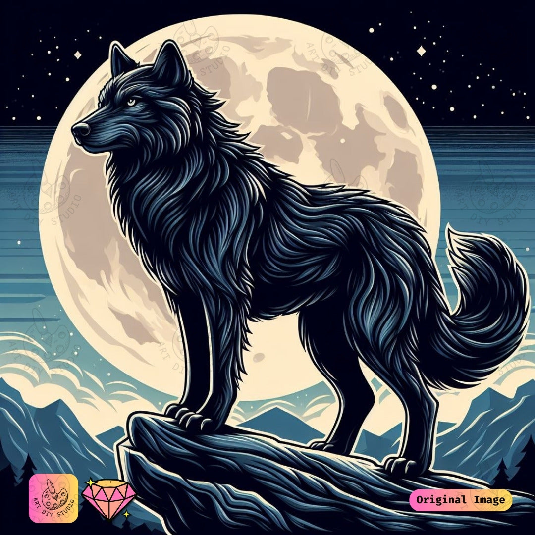 Artdiystudio Lunar Wolf Majesty Diy Diamond Painting Kit Embrace The Spirit Of The Wild