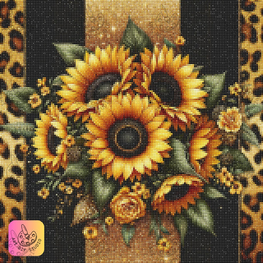 Artdiystudio Luxe Leopard Sunflower Diy Diamond Painting Kit Glamorous Meets Wild 7