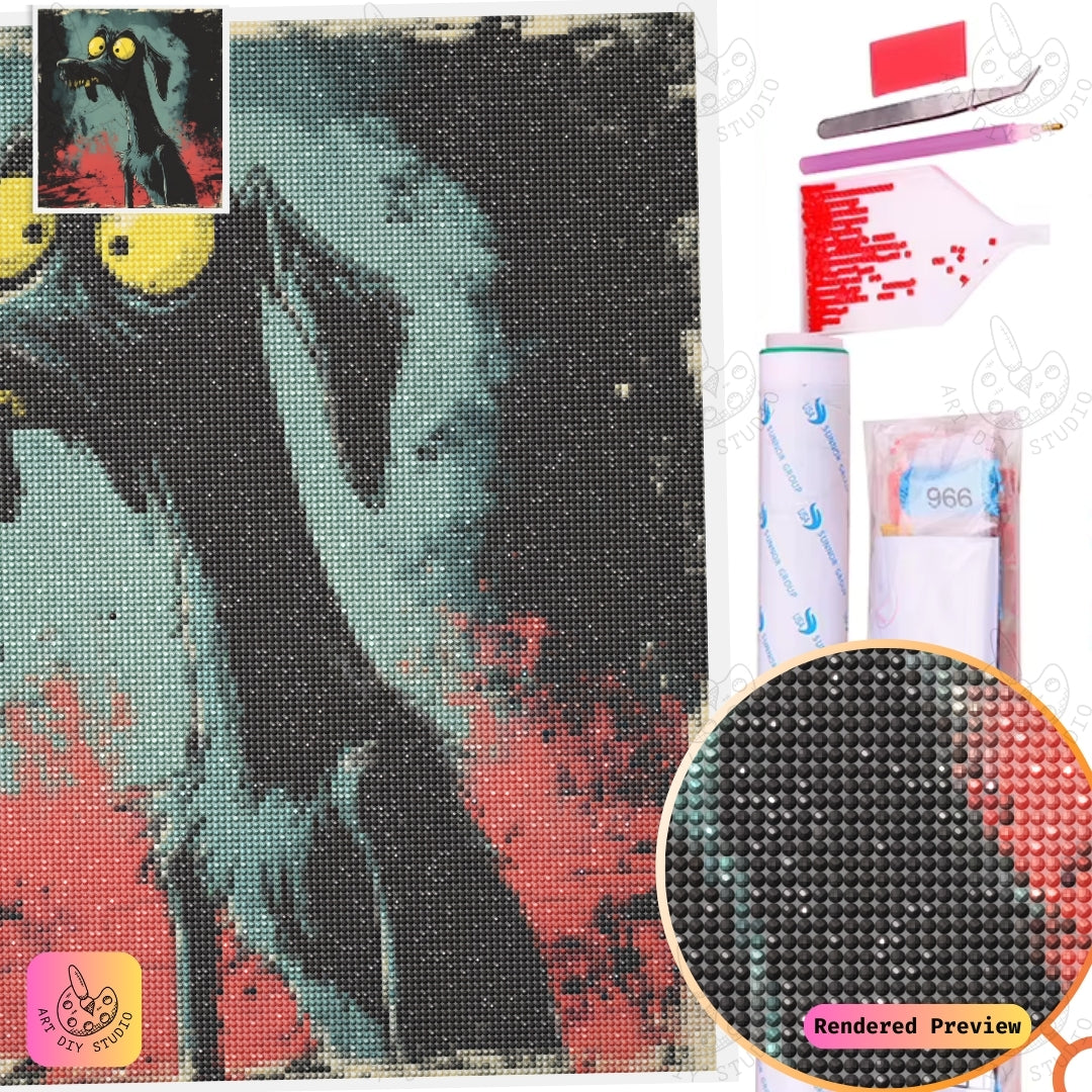 Artdiystudio Mad Dogs Glare Diy Diamond Painting Kit A Dark Quirky Craft 2