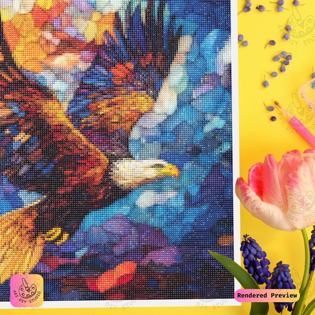 Artdiystudio Majestic Mosaic Eagle Diy Diamond Painting Kit A Vivid Celebration Of Art And Freedom 4
