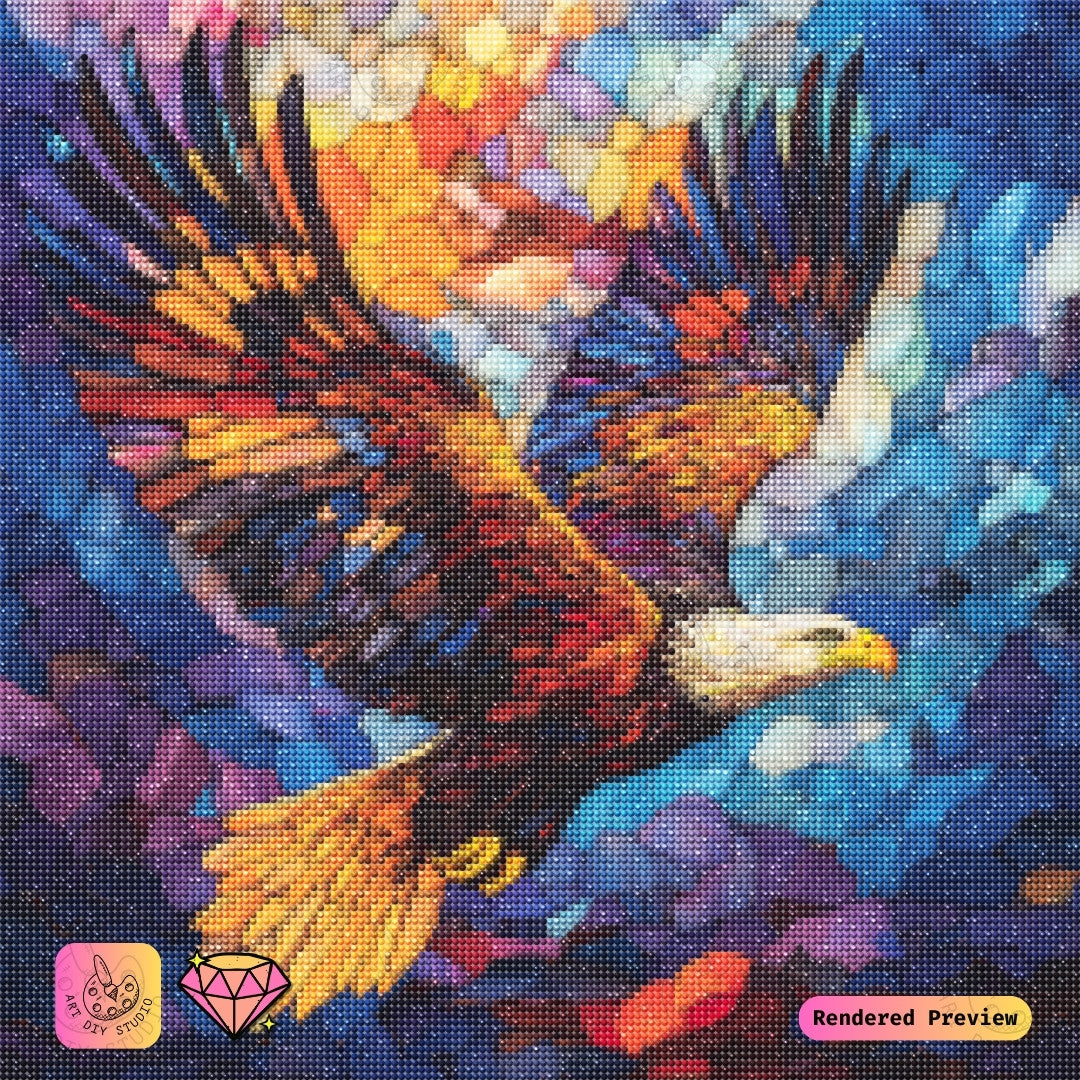 Artdiystudio Majestic Mosaic Eagle Diy Diamond Painting Kit A Vivid Celebration Of Art And Freedom 5