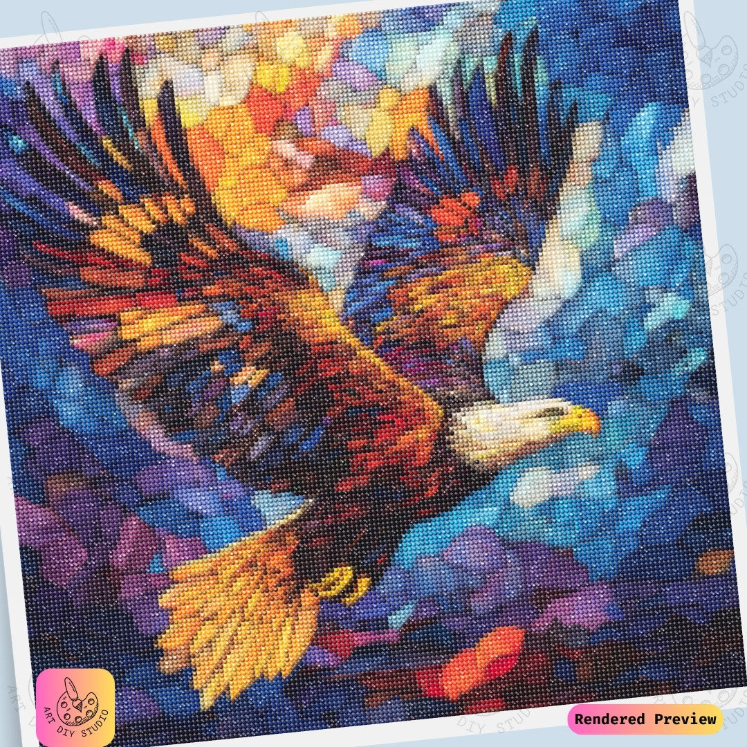Artdiystudio Majestic Mosaic Eagle Diy Diamond Painting Kit A Vivid Celebration Of Art And Freedom