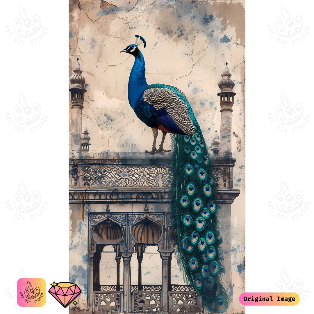 Artdiystudio Majestic Peacock On Royal Pillars Diy Diamond Painting Kit Create A Masterpiece Of Elegance 6