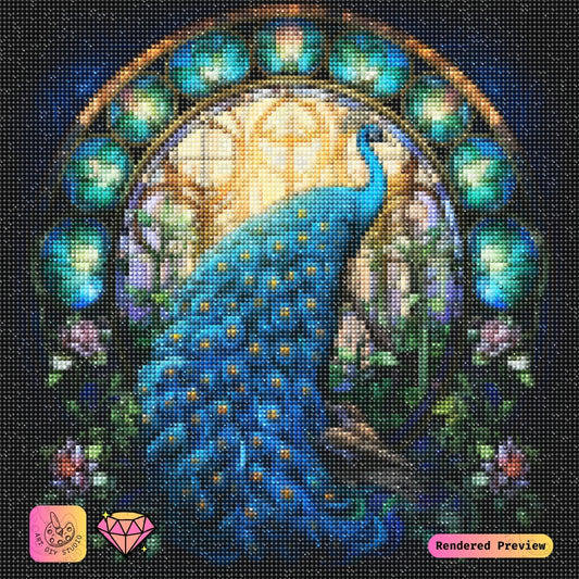 Artdiystudio Majestic Stained Glass Peacock Diy Diamond Painting Kit Craft A Regal Masterpiece 5