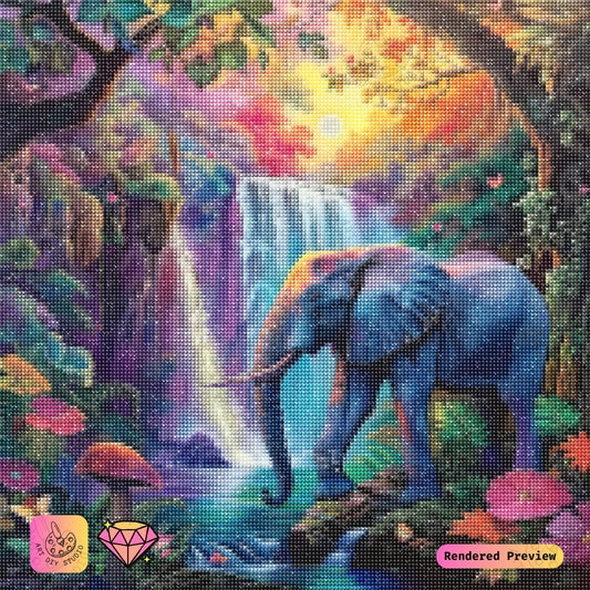 Artdiystudio Majestic Waterfall Elephant Diy Diamond Painting Kit A Vivid Paradise In Art 2