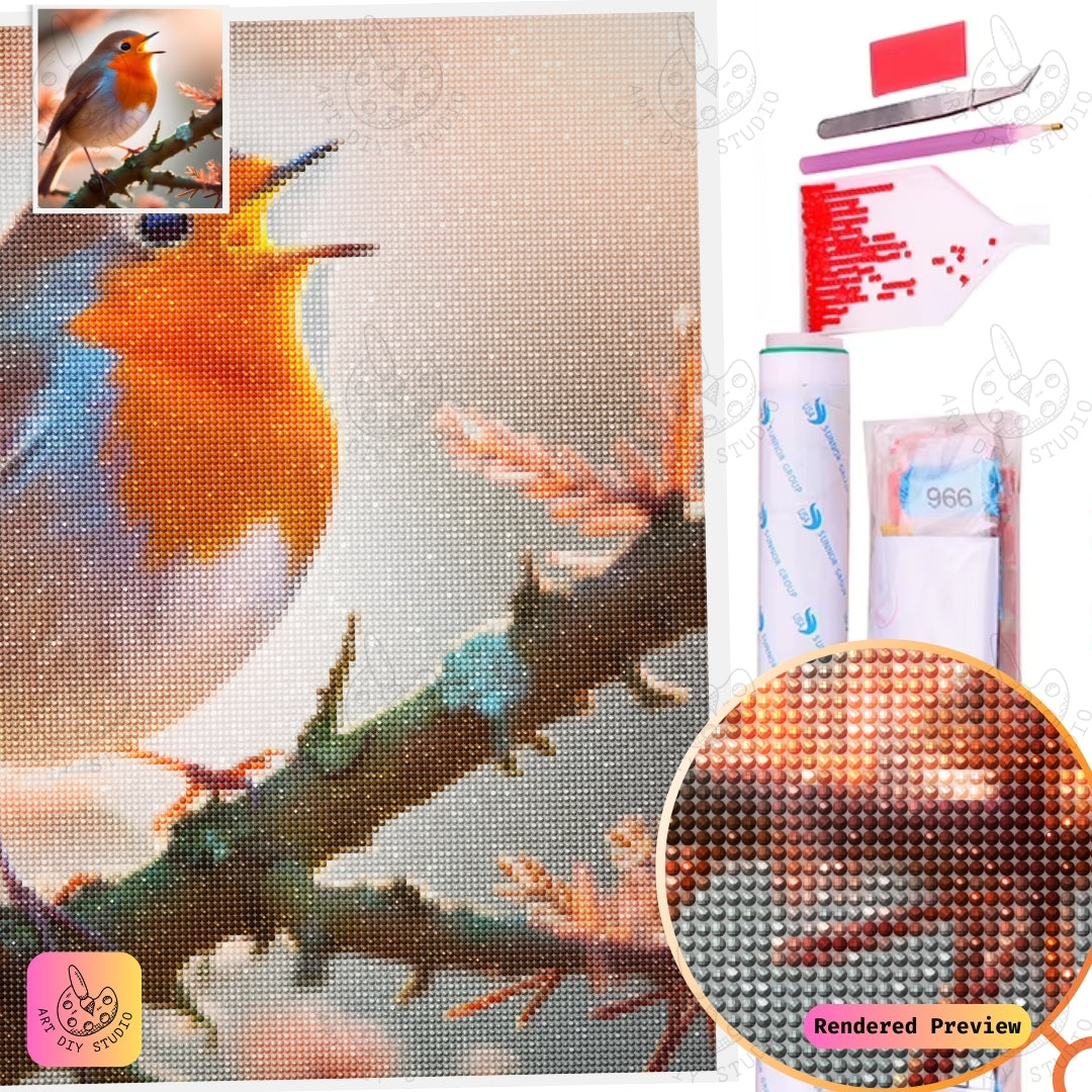Artdiystudio Melodic Robin Song Diy Diamond Painting Kit A Harmonious Tune In Color 2