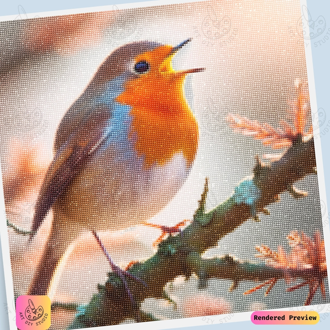 Artdiystudio Melodic Robin Song Diy Diamond Painting Kit A Harmonious Tune In Color