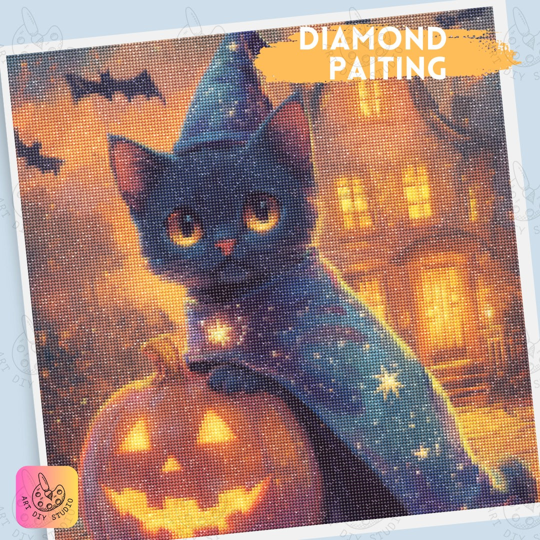 Artdiystudio Midnight Magic Cat Diy Diamond Painting Kit Create Your Own Halloween Feline 4