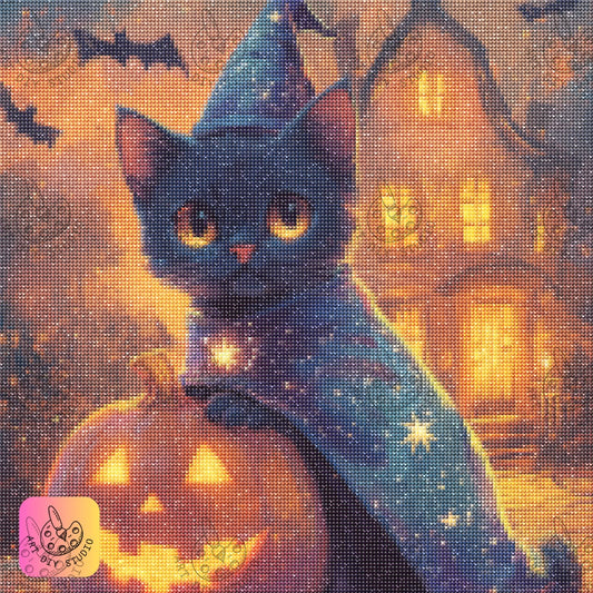 Artdiystudio Midnight Magic Cat Diy Diamond Painting Kit Create Your Own Halloween Feline 7