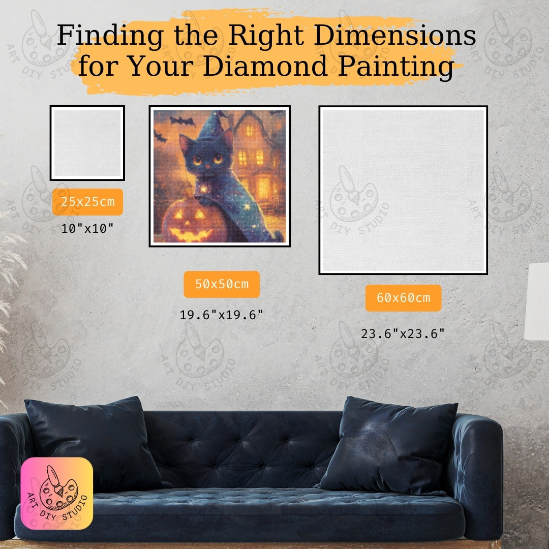 Artdiystudio Midnight Magic Cat Diy Diamond Painting Kit Create Your Own Halloween Feline
