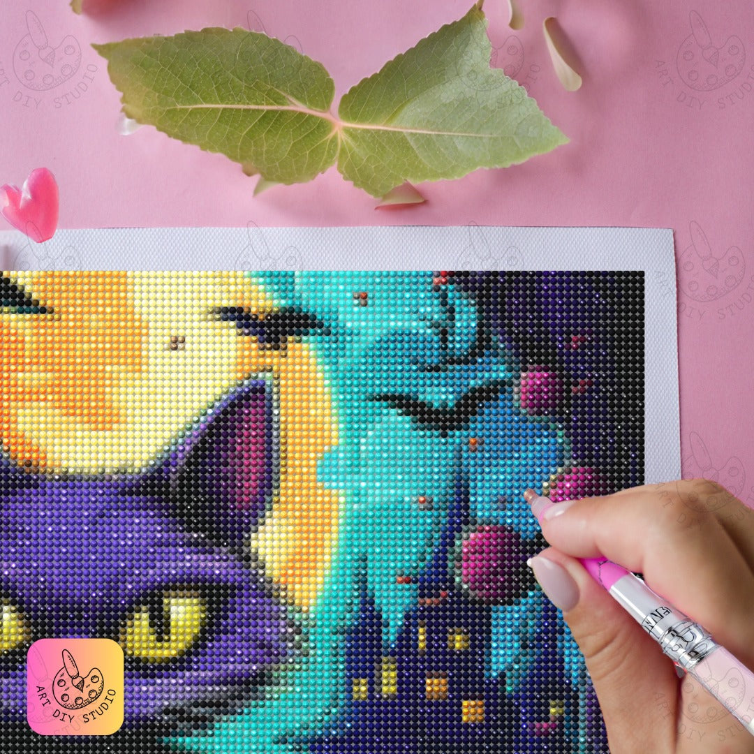 Artdiystudio Midnight Mischief Cat Diy Diamond Painting Kit Craft Your Bewitching Scene 5