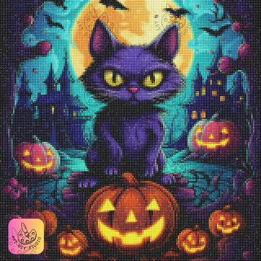 Artdiystudio Midnight Mischief Cat Diy Diamond Painting Kit Craft Your Bewitching Scene 7