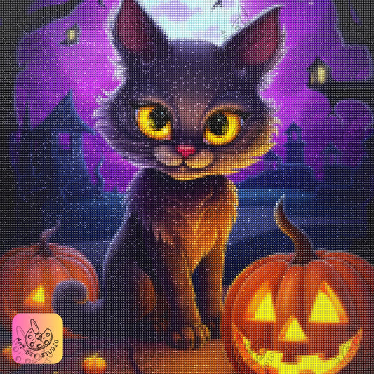 Artdiystudio Midnight Prowler Diy Diamond Painting Kit Craft Your Spooky Cat Scene 7