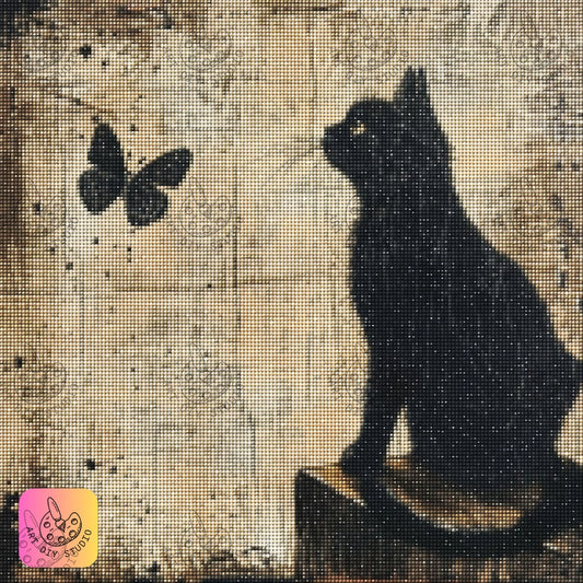 Artdiystudio Midnight Whispers Diy Diamond Painting Kit Mystical Art For Cat Lovers Product Image