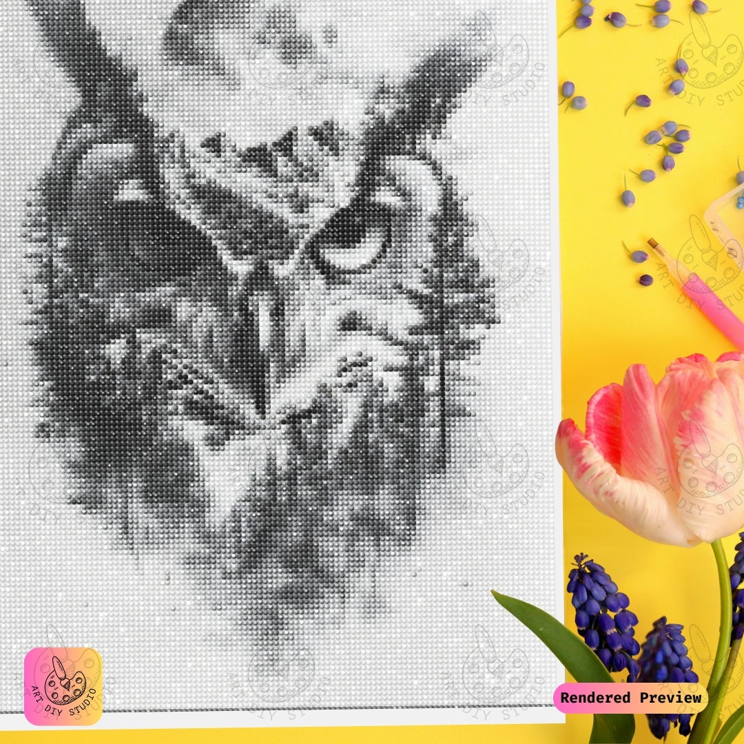 Artdiystudio Monochrome Owl Majesty Diy Diamond Painting Kit A Bold Nature Statement 3
