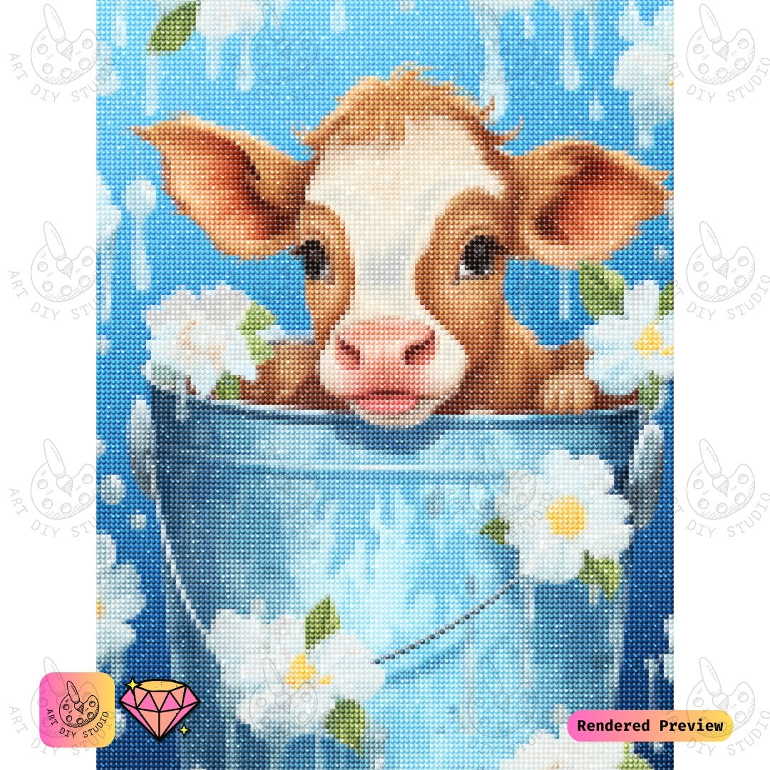 Artdiystudio Moo In Bloom Diy Diamond Painting Kit Adorable Farmyard Fun 2