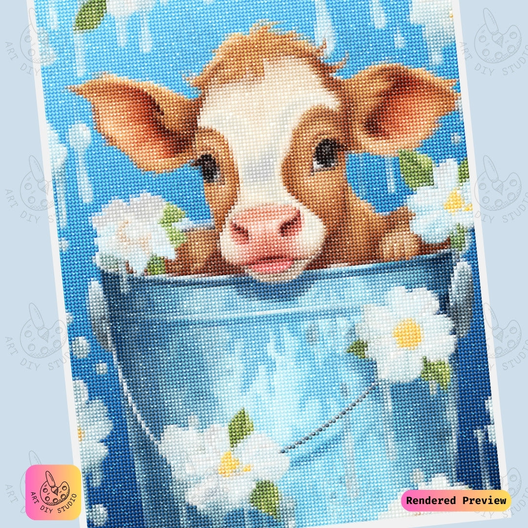 Artdiystudio Moo In Bloom Diy Diamond Painting Kit Adorable Farmyard Fun 6