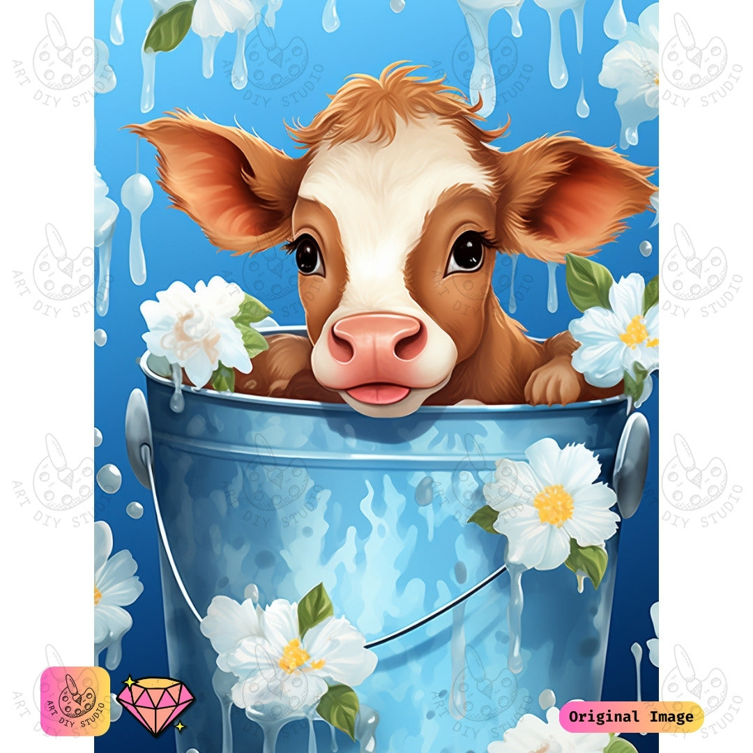 Artdiystudio Moo In Bloom Diy Diamond Painting Kit Adorable Farmyard Fun