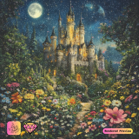 Artdiystudio Moonlit Castle Garden Diy Diamond Painting Kit A Majestic Fantasy Adventure 2