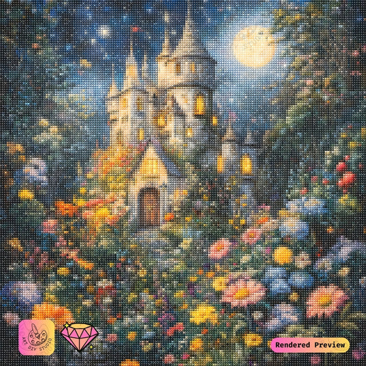 Artdiystudio Moonlit Castle Garden Path Diy Diamond Painting Kit Step Into A Dreamy Enchanted World 2