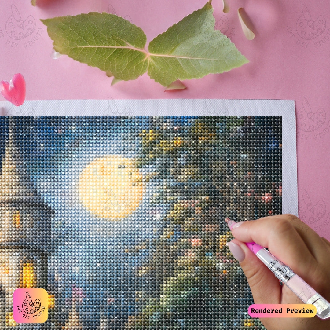 Artdiystudio Moonlit Castle Garden Path Diy Diamond Painting Kit Step Into A Dreamy Enchanted World 4
