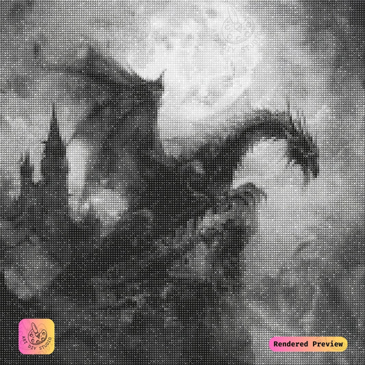 Artdiystudio Moonlit Citadel Guardian Diy Diamond Painting Kit A Gothic Vision In Art 2