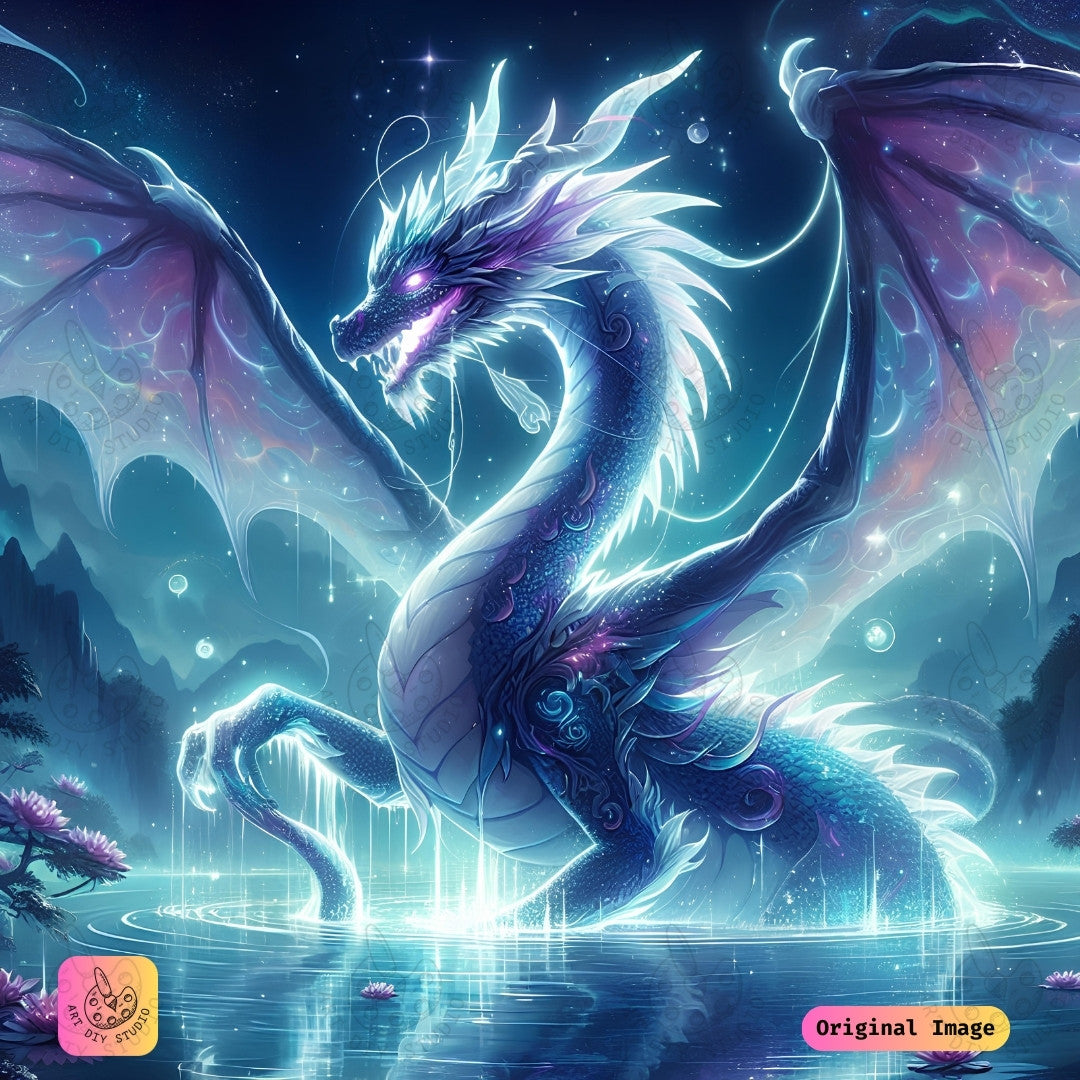 Artdiystudio Moonlit Dragon Elegance Diy Diamond Painting Kit Craft A Mystical Masterpiece