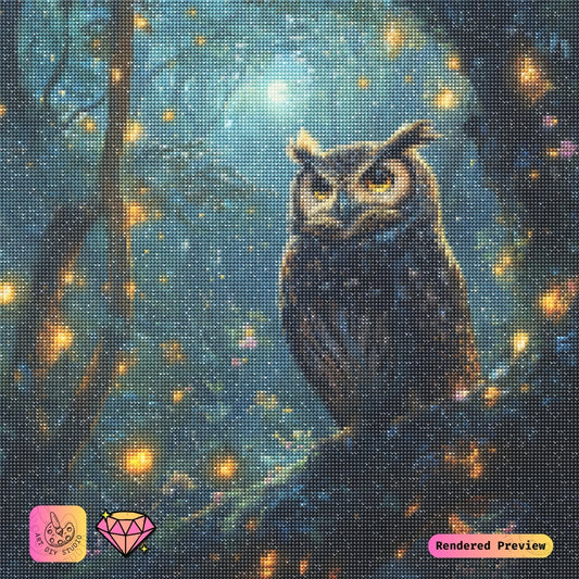 Artdiystudio Moonlit Forest Owl Diy Diamond Painting Kit Natures Tranquil Glow 2