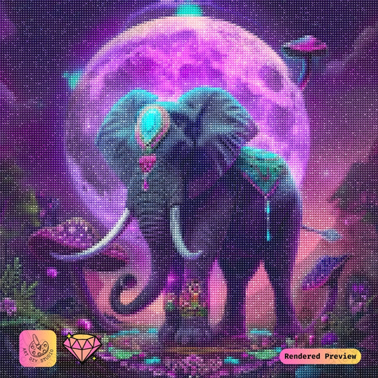Artdiystudio Moonlit Majesty Elephant Diy Diamond Painting Kit A Celestial Elegance In Art 2