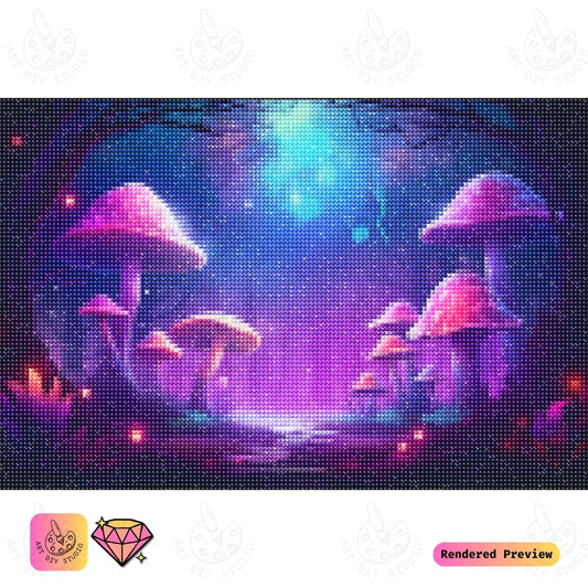 Artdiystudio Moonlit Mushroom Pathway Diy Diamond Painting Kit A Dreamy Nighttime Escape 2