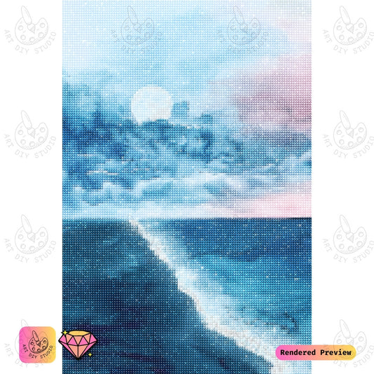 Artdiystudio Moonlit Ocean Bliss Diy Diamond Painting Kit A Calm Night By The Sea 2